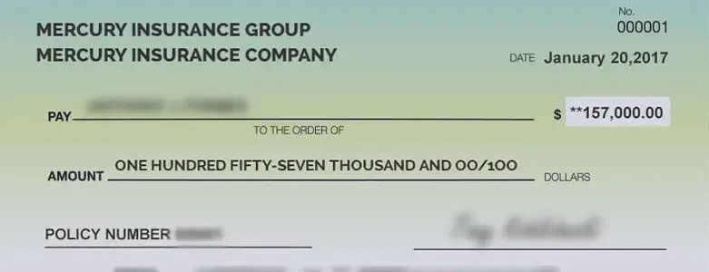 Client Settlement Check for $157,000.00