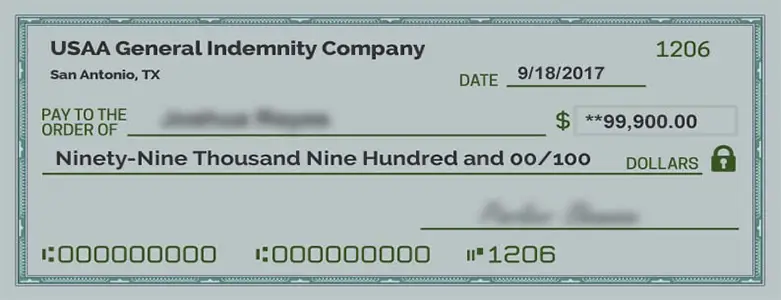 Client Settlement Check for $99,900.00